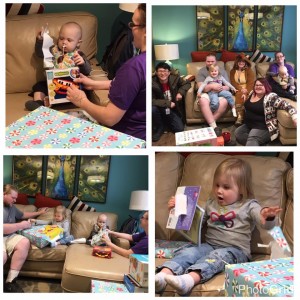 Family receiving gifts