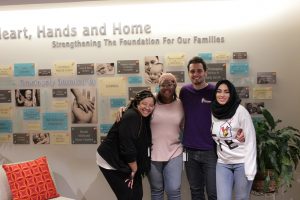 Smiling volunteers